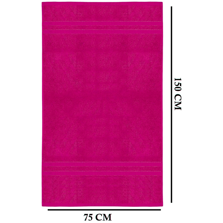 Złożone kremowe ręczniki 75x150cm, zestaw 4 dużych, chłonnych sztuk na półce.