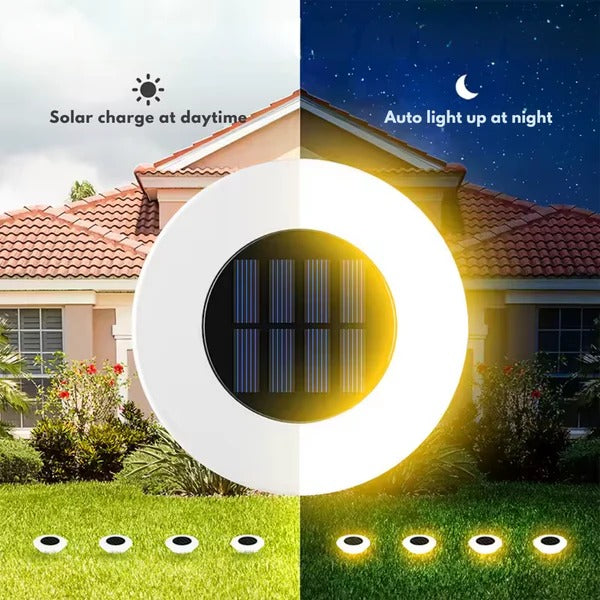 Zewnętrzne lampy solarne LED do ogrodu, zestaw 4 sztuk, wodoodporne oświetlenie na cały rok.