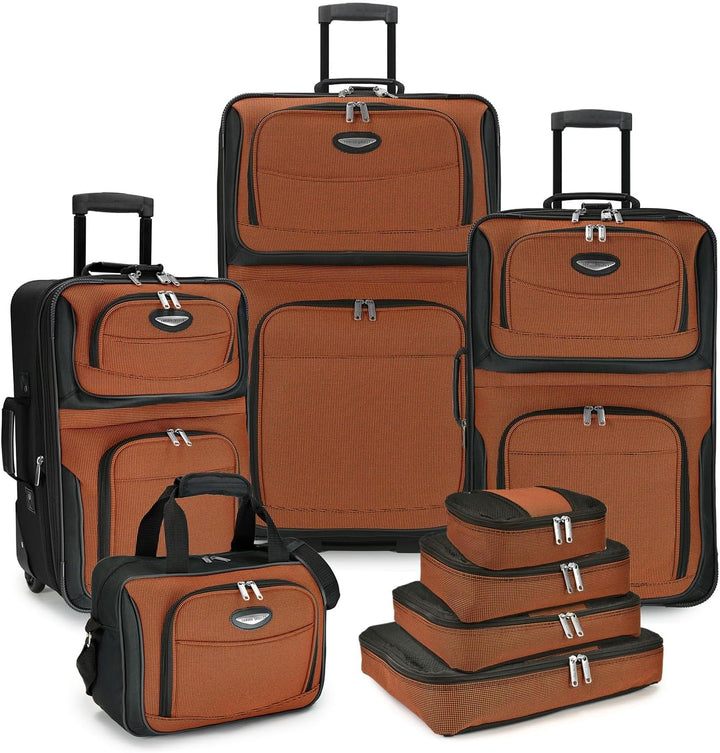 Zestaw 8 miękkich walizek TravelMax z zamkiem TSA i kostkami do pakowania, idealny na każdą podróż.