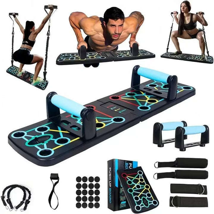 Sprzęt fitness do ćwiczeń oporowych, pompek i treningu mięśni, idealny do domowej siłowni.