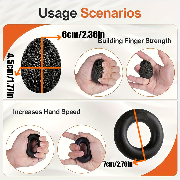 Ergonomiczny zestaw PowerGrip 5w1 do treningu siłowego dłoni i przedramion. Unisex, na każdy poziom zaawansowania.