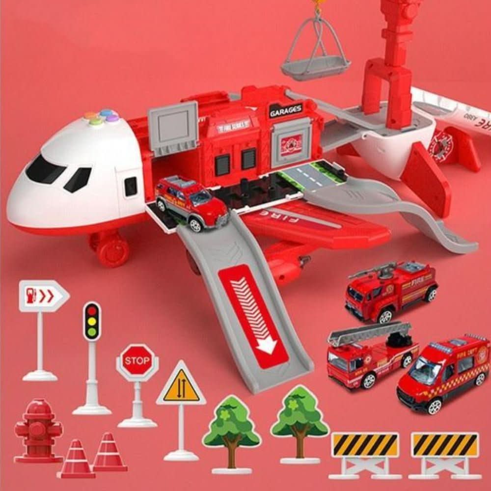 Plastikowy samolot SkyQuest Adventure: Biało-niebieski samolot dla dzieci, gotowy na ekscytujące podniebne przygody.