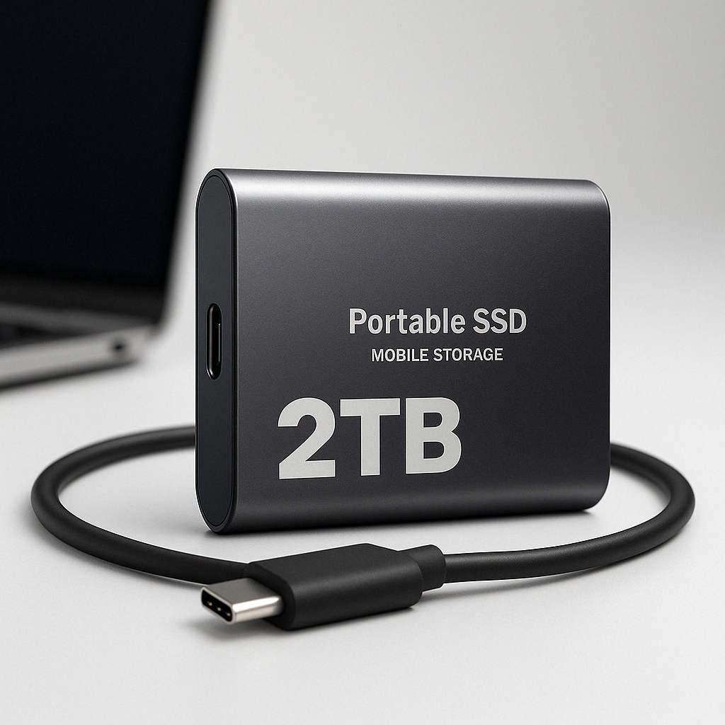 Zewnętrzny dysk SSD 2TB USB-C. Błyskawiczna pamięć przenośna do laptopa, MacBooka i PC.