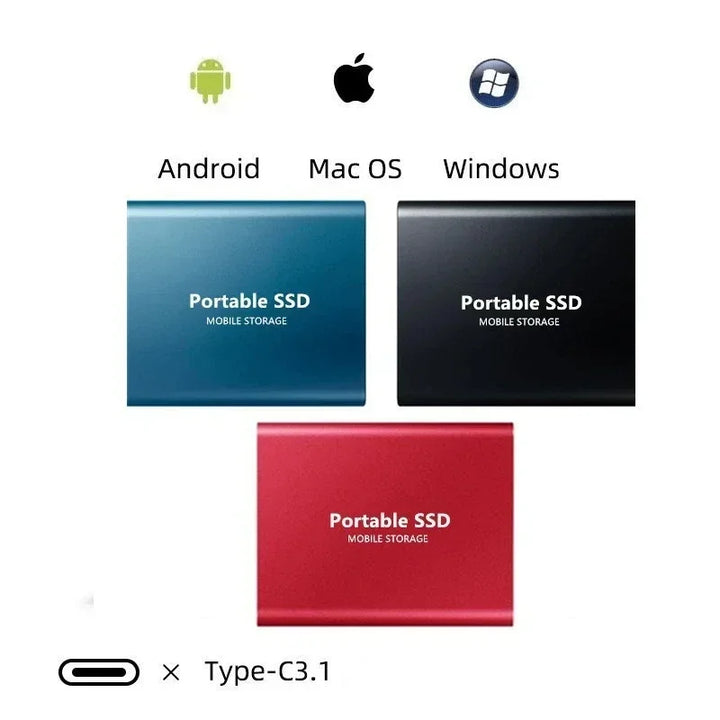 Wysokowydajny zewnętrzny dysk SSD 2TB z portem USB-C, zapewniający błyskawiczny transfer danych.