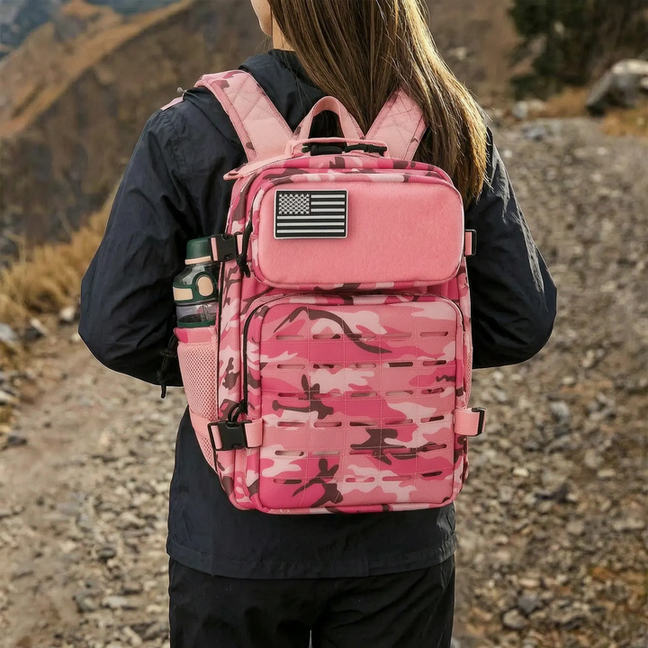 Zielony plecak taktyczny 25L MOLLE z systemem laserowym. Idealny na survival i trekking outdoor.