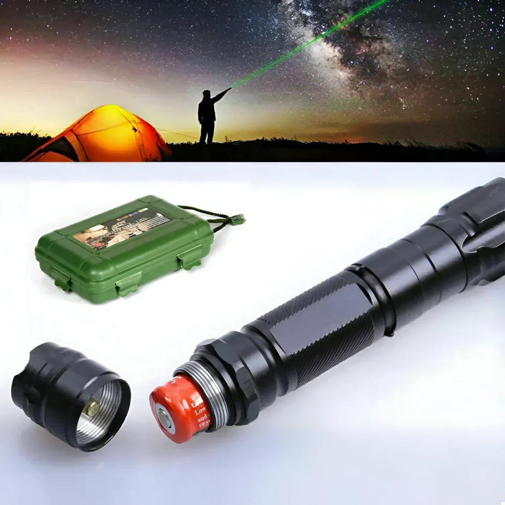 Precyzyjny zielony laser o dalekim zasięgu, doskonały do outdooru, wykładów i wskazywania.
