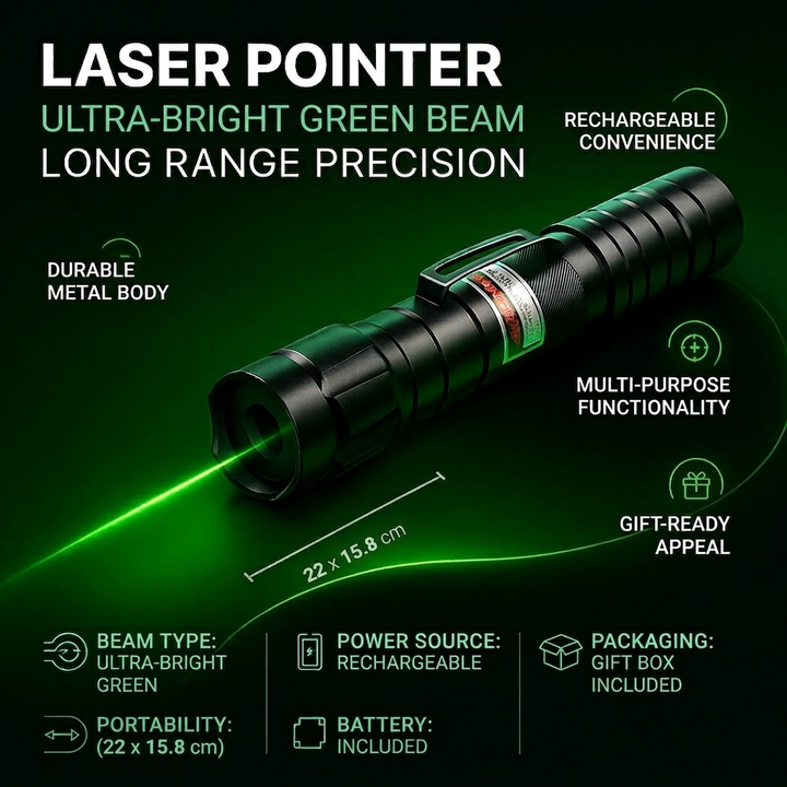 Wskaźnik laserowy zielony do prezentacji biznesowych i wykładów z dużą precyzją.
